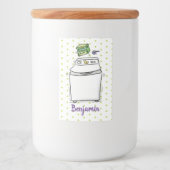Cute wasmachine cartoon illustratie voedselcontainer etiket (Voorkant)