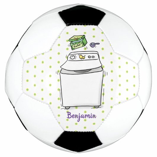 Cute wasmachine cartoon illustratie voetbal (Voorkant)