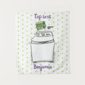 Cute wasmachine cartoon illustratie wandkleed (Voorkant)