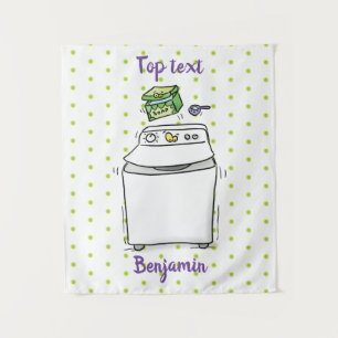 Cute wasmachine cartoon illustratie wandkleed