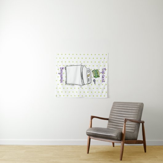 Cute wasmachine cartoon illustratie wandkleed (In Situ (horizontaal))