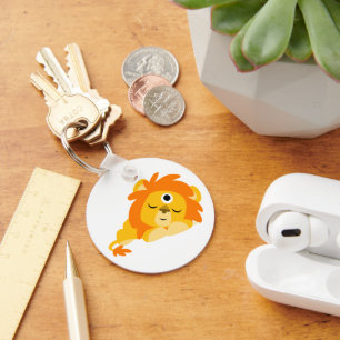 Cute Watchful Cartoon Lion keyring Sleutelhanger