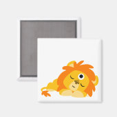Cute Watchful Cartoon Lion magnet (Voorkant / Achterkant)