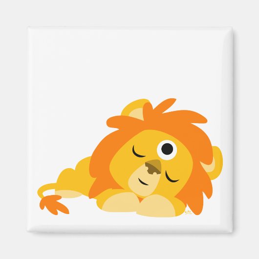 Cute Watchful Cartoon Lion magnet (Voorkant)
