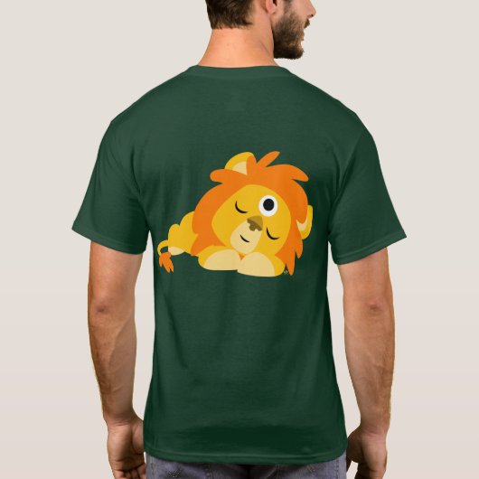 Cute Watchful Cartoon Lion T-shirt (achterzijde) (Achterkant)