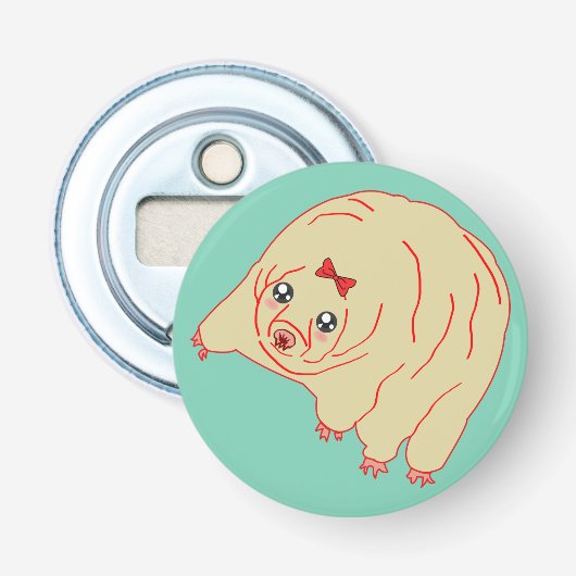 Cute Water Beer Tardigrade Anime Button Flesopener (Voorkant)