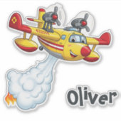 Cute Water Bomber Aircraft - Fireplane Sticker (Voorkant)