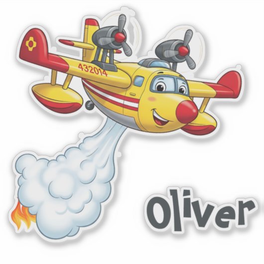 Cute Water Bomber Aircraft - Fireplane Sticker (Voorkant)