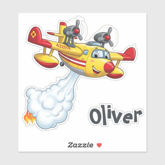 Cute Water Bomber Aircraft - Fireplane Sticker (Vel)