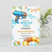 Cute water gun theme invitation kaart (Staand voorkant)