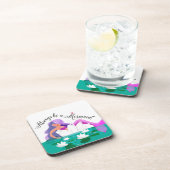 Cute Water Lily Mermaid Onderzetter set (Rechterzijde)