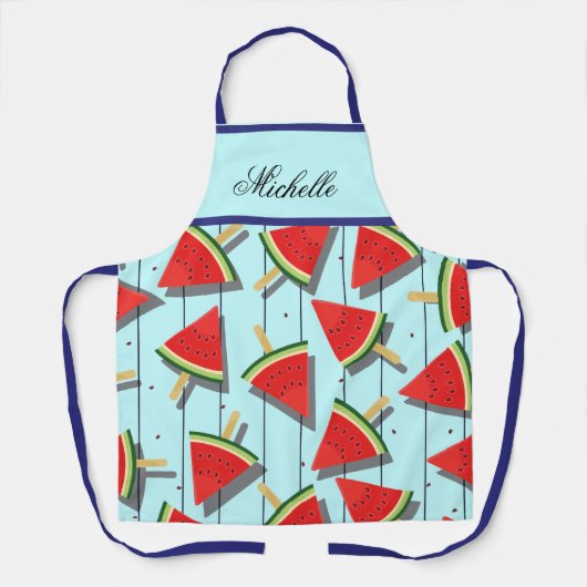 Cute Water Melon Popsicle Womens Chef Baker Schort (Voorkant)