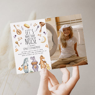 Cute Watercolor Afrikaanse Dieren Verjaardagsfoto Kaart