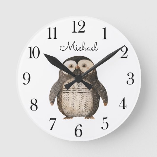 Cute Watercolor Anarctica Animal Hedgehog Nursery  Ronde Klok (Voorkant)