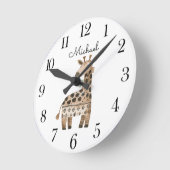 Cute Watercolor Animal Giraffe  Nursery  Ronde Klok (Hoek)