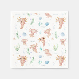 Cute Watercolor Axolotl Verjaardagsfeest Servett Servet
