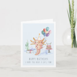 Cute Watercolor Axolotl Verjaardagskaart Kaart