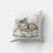 Cute Watercolor Baby Animals Asleep on Clouds, Moo Kussen (Achterkant)