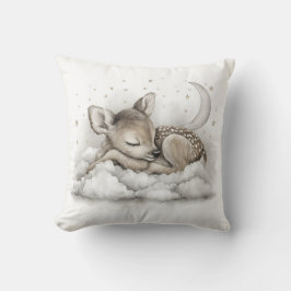 Cute Watercolor Baby Animals Asleep on Clouds, Moo Kussen