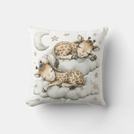 Cute Watercolor Baby Animals Asleep on Clouds, Moo Kussen