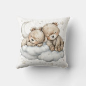 Cute Watercolor Baby Animals Asleep on Clouds, Moo Kussen (Achterkant)