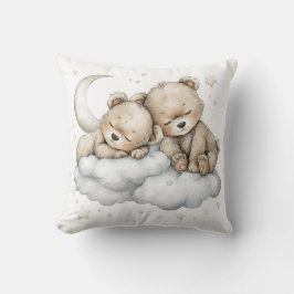 Cute Watercolor Baby Animals Asleep on Clouds, Moo Kussen