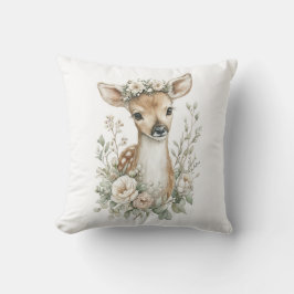 Cute Watercolor Baby Animals with Flowers Kussen