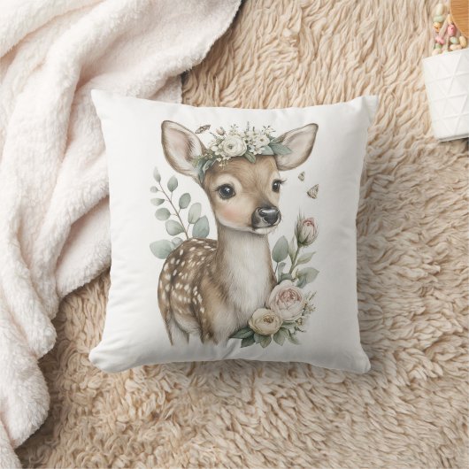 Cute Watercolor Baby Animals with Flowers Kussen (Deken)