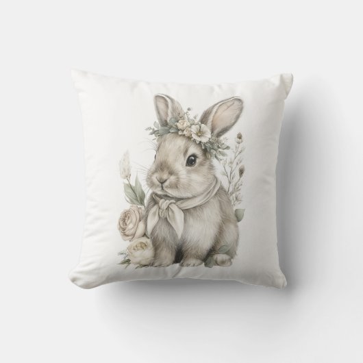 Cute Watercolor Baby Animals with Flowers Kussen (Voorkant)