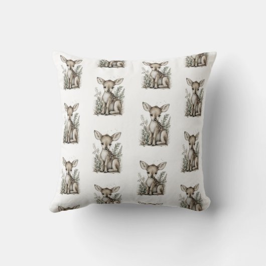 Cute Watercolor Baby Animals with Flowers Kussen (Achterkant)