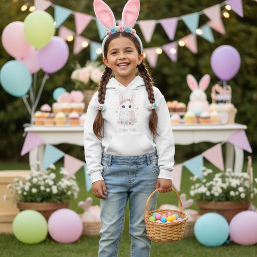 Cute Watercolor Baby Bunny & Pastel Easter Egg
