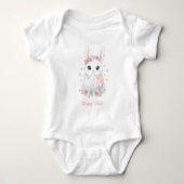 Cute Watercolor Baby Bunny & Pastel Easter Egg Romper (Voorkant)