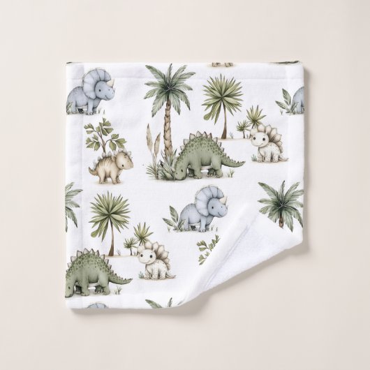 Cute Watercolor Baby Dinosaurs Bad Handdoek (Wasdoekje)