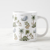 Cute Watercolor Baby Dinosaurs Grote Koffiekop (Rechts)