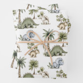 Cute Watercolor Baby Dinosaurs Inpakpapier Vel (In situ)