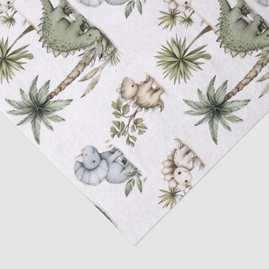 Cute Watercolor Baby Dinosaurs Tissuepapier (Detail)