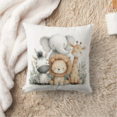 Cute Watercolor Baby Safari Animals Group Print Kussen (Deken)