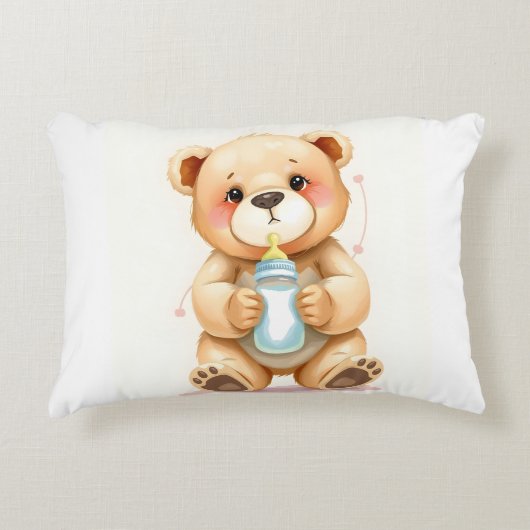 Cute Watercolor Baby Teddy Bear Illustration  Accent Kussen (Voorkant)