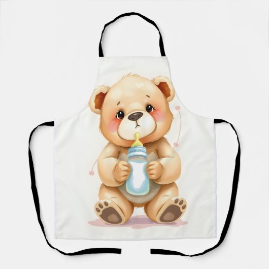 Cute Watercolor Baby Teddy Bear Illustration  Schort (Voorkant)