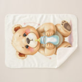 Cute Watercolor Baby Teddy Bear Illustration  Sherpa Deken (Voorkant (horizontaal))