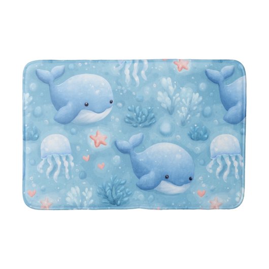 Cute watercolor baby whales badmat (Voorkant)