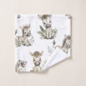Cute Watercolor Baby Zebra Design | Neutral Safari Bad Handdoek (Wasdoekje)