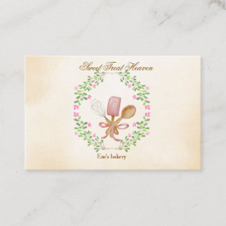 Cute Watercolor Bakery Business Card Visitekaartje