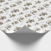 Cute Watercolor Ballerina Bear Design | Brown Danc Cadeaupapier (Hoek)