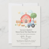 Cute Watercolor Barn Farm Animals Baby Shower Kaart (Voorkant)