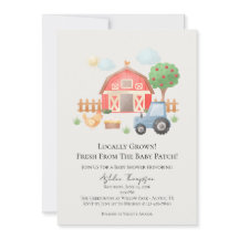 Cute Watercolor Barn Farm Animals Baby Shower