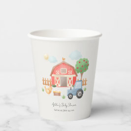 Cute Watercolor Barn Farm Animals Baby Shower Papieren Bekers