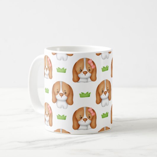 Cute Watercolor Beagle Dog Koffiemok (Voorkant links)