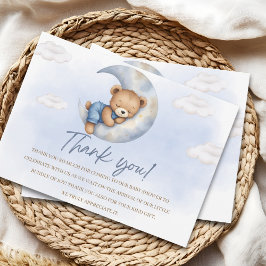 Cute Watercolor Bear Baby Shower boy Bedankkaart