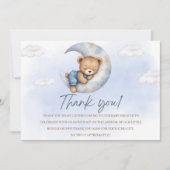 Cute Watercolor Bear Baby Shower boy Bedankkaart (Voorkant)